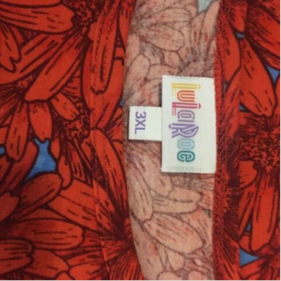 LulaRoe Julia Dress 3XL Red/Orange Flowers w/ Blue - Picture 5 of 6